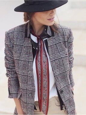 VERONICA BEARD Cutaway Up-Collar Tweed Dickey Blazer 0